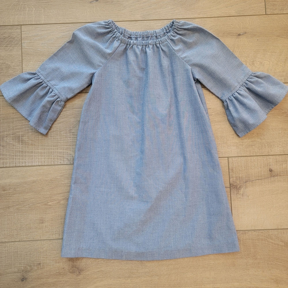 Kelly’s Kids Girls Blue Chambray Bell Sleeve Dress Size 5/6. Southern Preppy